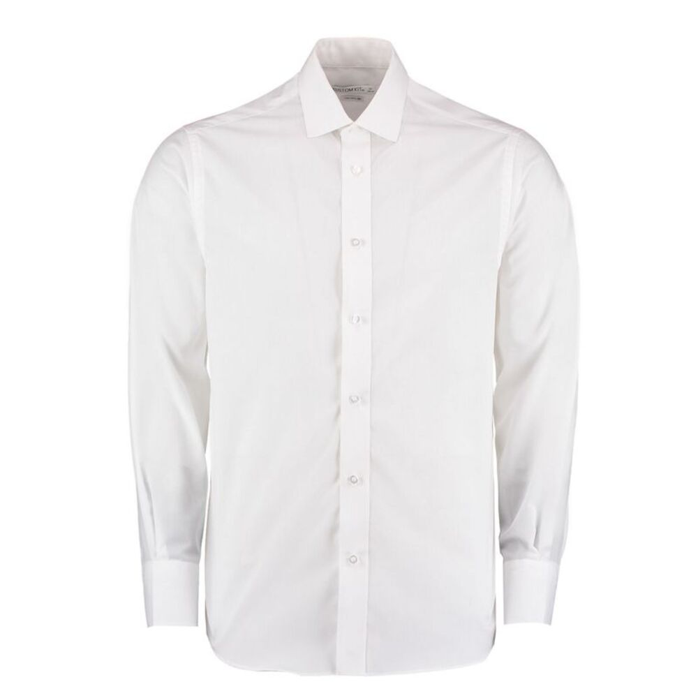 Kustom Kit Mens Business Tailored Long-Sleeved Shirt / White
